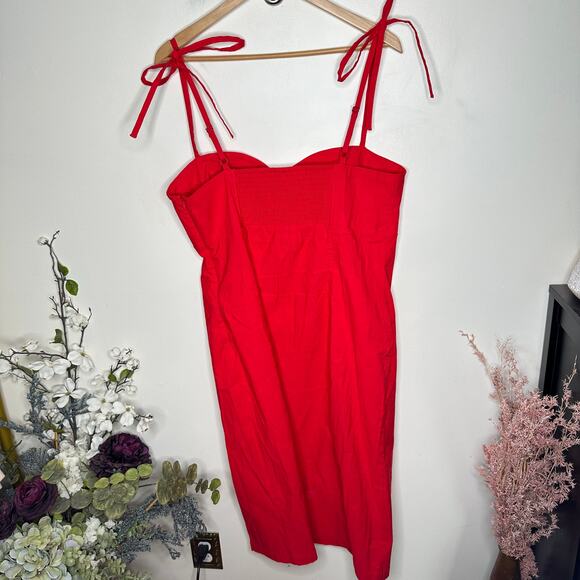 ANTHROPOLOGIE Slim Corset Midi Dress Cherry Bomb Red Sz XL {E44} - Picture 3 of 5